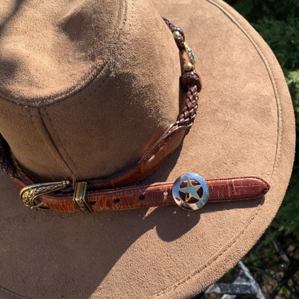 Brown Suede Western Hat with Braided Band,HP25 - Picture 3 of 12